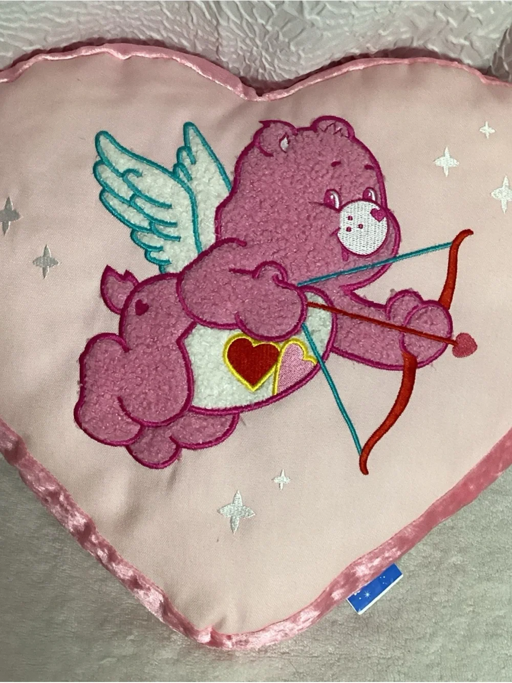 Love a Lot Care Bear as Cupid Heart Shaped Plush Pillow NEW Decorative Valentine